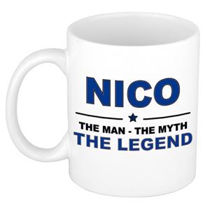 Bellatio Naam cadeau Nico - The man, The myth the legend koffie mok / beker 300 ml - naam/namen mokken - Cadeau voor o.a verjaardag/ vaderdag/ pensioen/ geslaagd/ bedankt