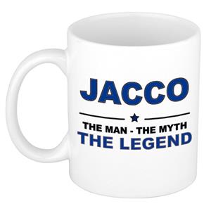 Bellatio Naam cadeau Jacco - The man, The myth the legend koffie mok / beker 300 ml - naam/namen mokken - Cadeau voor o.a verjaardag/ vaderdag/ pensioen/ geslaagd/ bedankt