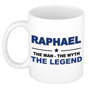 Bellatio Naam cadeau Raphael - The man, The myth the legend koffie mok / beker 300 ml - naam/namen mokken - Cadeau voor o.a verjaardag/ vaderdag/ pensioen/ geslaagd/ bedankt