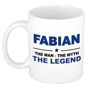 Bellatio Naam cadeau Fabian - The man, The myth the legend koffie mok / beker 300 ml - naam/namen mokken - Cadeau voor o.a verjaardag/ vaderdag/ pensioen/ geslaagd/ bedankt