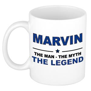 Bellatio Naam cadeau Marvin - The man, The myth the legend koffie mok / beker 300 ml - naam/namen mokken - Cadeau voor o.a verjaardag/ vaderdag/ pensioen/ geslaagd/ bedankt