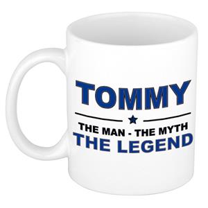 Bellatio Naam cadeau Tommy - The man, The myth the legend koffie mok / beker 300 ml - naam/namen mokken - Cadeau voor o.a verjaardag/ vaderdag/ pensioen/ geslaagd/ bedankt