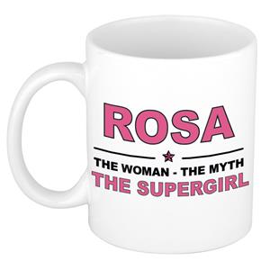 Bellatio Naam cadeau Rosa - The woman, The myth the supergirl koffie mok / beker 300 ml - naam/namen mokken - Cadeau voor o.a verjaardag/ moederdag/ pensioen/ geslaagd/ bedankt