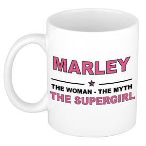 Bellatio Naam cadeau Marley - The woman, The myth the supergirl koffie mok / beker 300 ml - naam/namen mokken - Cadeau voor o.a verjaardag/ moederdag/ pensioen/ geslaagd/ bedankt