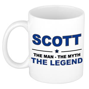 Bellatio Naam cadeau Scott - The man, The myth the legend koffie mok / beker 300 ml - naam/namen mokken - Cadeau voor o.a verjaardag/ vaderdag/ pensioen/ geslaagd/ bedankt