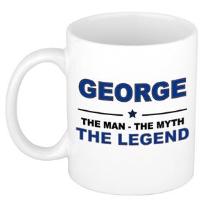 Bellatio Naam cadeau George - The man, The myth the legend koffie mok / beker 300 ml - naam/namen mokken - Cadeau voor o.a verjaardag/ vaderdag/ pensioen/ geslaagd/ bedankt