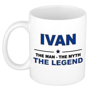 Bellatio Naam cadeau Ivan - The man, The myth the legend koffie mok / beker 300 ml - naam/namen mokken - Cadeau voor o.a verjaardag/ vaderdag/ pensioen/ geslaagd/ bedankt