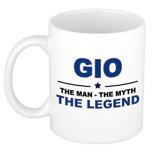 Bellatio Naam cadeau Gio - The man, The myth the legend koffie mok / beker 300 ml - naam/namen mokken - Cadeau voor o.a verjaardag/ vaderdag/ pensioen/ geslaagd/ bedankt