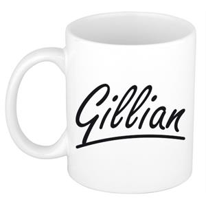 Bellatio Gillian naam cadeau mok / beker sierlijke letters - Cadeau collega/ moederdag/ verjaardag of persoonlijke voornaam mok werknemers