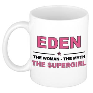 Bellatio Naam cadeau Eden - The woman, The myth the supergirl koffie mok / beker 300 ml - naam/namen mokken - Cadeau voor o.a verjaardag/ moederdag/ pensioen/ geslaagd/ bedankt