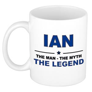 Bellatio Naam cadeau Ian - The man, The myth the legend koffie mok / beker 300 ml - naam/namen mokken - Cadeau voor o.a verjaardag/ vaderdag/ pensioen/ geslaagd/ bedankt