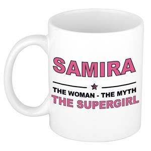 Bellatio Naam cadeau Samira - The woman, The myth the supergirl koffie mok / beker 300 ml - naam/namen mokken - Cadeau voor o.a verjaardag/ moederdag/ pensioen/ geslaagd/ bedankt