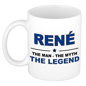 Bellatio Naam cadeau Rene - The man, The myth the legend koffie mok / beker 300 ml - naam/namen mokken - Cadeau voor o.a verjaardag/ vaderdag/ pensioen/ geslaagd/ bedankt