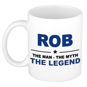 Bellatio Naam cadeau Rob - The man, The myth the legend koffie mok / beker 300 ml - naam/namen mokken - Cadeau voor o.a verjaardag/ vaderdag/ pensioen/ geslaagd/ bedankt