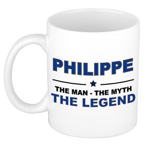 Bellatio Naam cadeau Philippe - The man, The myth the legend koffie mok / beker 300 ml - naam/namen mokken - Cadeau voor o.a verjaardag/ vaderdag/ pensioen/ geslaagd/ bedankt