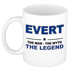 Bellatio Naam cadeau Evert - The man, The myth the legend koffie mok / beker 300 ml - naam/namen mokken - Cadeau voor o.a verjaardag/ vaderdag/ pensioen/ geslaagd/ bedankt