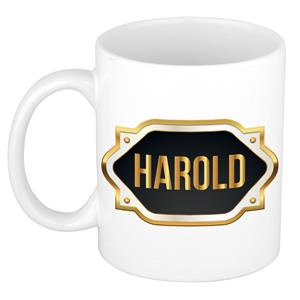 Bellatio Harold naam cadeau mok / beker met gouden embleem - kado verjaardag/ vaderdag/ pensioen/ geslaagd/ bedankt