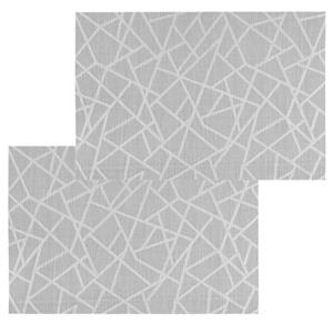 Secret De Gourmet Set van 4x stuks placemats grijs grafische print - texaline - 45 x 30 cm - Onderleggers