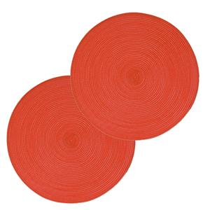 Secret De Gourmet Set van 4x stuks placemats rood - gevlochten kunststof - 38 cm - Onderleggers