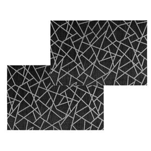 Secret De Gourmet Set van 4x stuks placemats zwart grafische print - texaline - 45 x 30 cm - Onderleggers