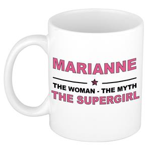 Bellatio Naam cadeau Marianne - The woman, The myth the supergirl koffie mok / beker 300 ml - naam/namen mokken - Cadeau voor o.a verjaardag/ moederdag/ pensioen/ geslaagd/ bedankt