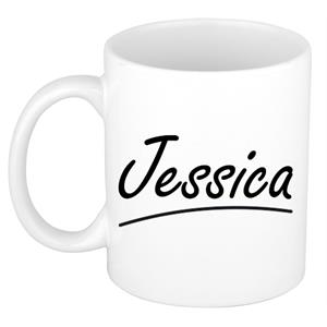 Bellatio Jessica naam cadeau mok / beker sierlijke letters - Cadeau collega/ moederdag/ verjaardag of persoonlijke voornaam mok werknemers
