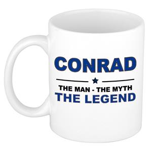 Bellatio Naam cadeau Conrad - The man, The myth the legend koffie mok / beker 300 ml - naam/namen mokken - Cadeau voor o.a verjaardag/ vaderdag/ pensioen/ geslaagd/ bedankt