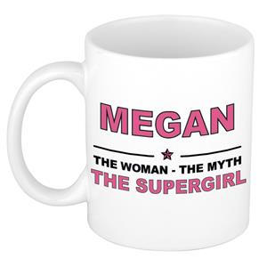 Bellatio Naam cadeau Megan - The woman, The myth the supergirl koffie mok / beker 300 ml - naam/namen mokken - Cadeau voor o.a verjaardag/ moederdag/ pensioen/ geslaagd/ bedankt