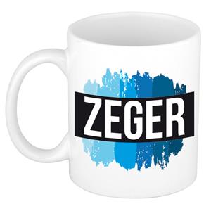 Bellatio Zeger naam cadeau mok / beker met verfstrepen - Cadeau collega/ vaderdag/ verjaardag of als persoonlijke mok werknemers