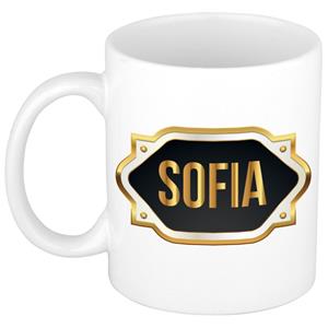 Bellatio Sofia naam cadeau mok / beker met gouden embleem - kado verjaardag/ moeder/ pensioen/ geslaagd/ bedankt