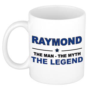 Bellatio Naam cadeau Raymond - The man, The myth the legend koffie mok / beker 300 ml - naam/namen mokken - Cadeau voor o.a verjaardag/ vaderdag/ pensioen/ geslaagd/ bedankt