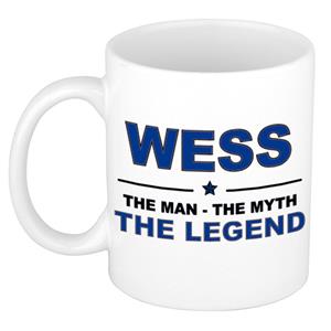 Bellatio Naam cadeau Wess - The man, The myth the legend koffie mok / beker 300 ml - naam/namen mokken - Cadeau voor o.a verjaardag/ vaderdag/ pensioen/ geslaagd/ bedankt