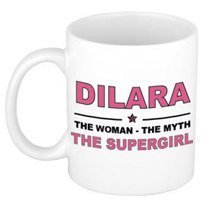 Bellatio Naam cadeau Dilara - The woman, The myth the supergirl koffie mok / beker 300 ml - naam/namen mokken - Cadeau voor o.a verjaardag/ moederdag/ pensioen/ geslaagd/ bedankt