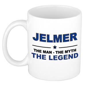 Bellatio Naam cadeau Jelmer - The man, The myth the legend koffie mok / beker 300 ml - naam/namen mokken - Cadeau voor o.a verjaardag/ vaderdag/ pensioen/ geslaagd/ bedankt