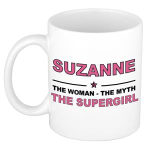 Bellatio Naam cadeau Suzanne - The woman, The myth the supergirl koffie mok / beker 300 ml - naam/namen mokken - Cadeau voor o.a verjaardag/ moederdag/ pensioen/ geslaagd/ bedankt