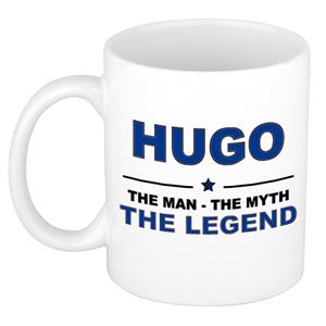 Bellatio Naam cadeau Hugo - The man, The myth the legend koffie mok / beker 300 ml - naam/namen mokken - Cadeau voor o.a verjaardag/ vaderdag/ pensioen/ geslaagd/ bedankt