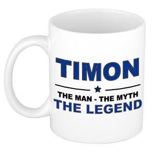 Bellatio Naam cadeau Timon - The man, The myth the legend koffie mok / beker 300 ml - naam/namen mokken - Cadeau voor o.a verjaardag/ vaderdag/ pensioen/ geslaagd/ bedankt