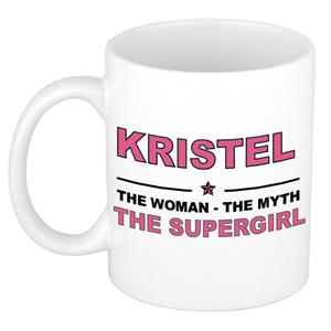 Bellatio Naam cadeau Kristel - The woman, The myth the supergirl koffie mok / beker 300 ml - naam/namen mokken - Cadeau voor o.a verjaardag/ moederdag/ pensioen/ geslaagd/ bedankt