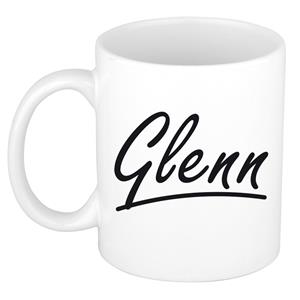 Bellatio Glenn naam cadeau mok / beker met sierlijke letters - Cadeau collega/ vaderdag/ verjaardag of persoonlijke voornaam mok werknemers