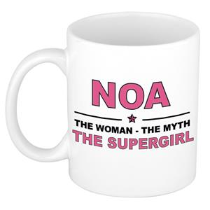 Bellatio Naam cadeau Noa - The woman, The myth the supergirl koffie mok / beker 300 ml - naam/namen mokken - Cadeau voor o.a verjaardag/ moederdag/ pensioen/ geslaagd/ bedankt