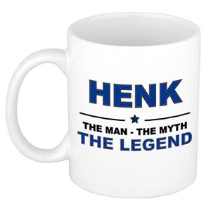 Bellatio Naam cadeau Henk - The man, The myth the legend koffie mok / beker 300 ml - naam/namen mokken - Cadeau voor o.a verjaardag/ vaderdag/ pensioen/ geslaagd/ bedankt