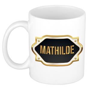 Bellatio Mathilde naam cadeau mok / beker met gouden embleem - kado verjaardag/ moeder/ pensioen/ geslaagd/ bedankt