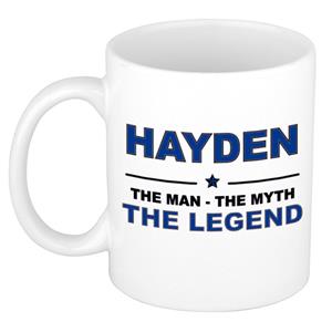 Bellatio Naam cadeau Hayden - The man, The myth the legend koffie mok / beker 300 ml - naam/namen mokken - Cadeau voor o.a verjaardag/ vaderdag/ pensioen/ geslaagd/ bedankt