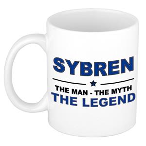 Bellatio Naam cadeau Sybren - The man, The myth the legend koffie mok / beker 300 ml - naam/namen mokken - Cadeau voor o.a verjaardag/ vaderdag/ pensioen/ geslaagd/ bedankt