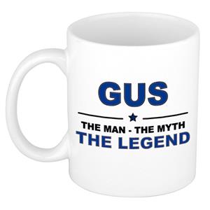 Bellatio Naam cadeau Gus - The man, The myth the legend koffie mok / beker 300 ml - naam/namen mokken - Cadeau voor o.a verjaardag/ vaderdag/ pensioen/ geslaagd/ bedankt