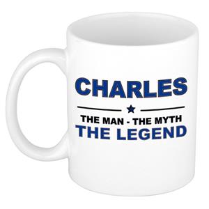 Bellatio Naam cadeau Charles - The man, The myth the legend koffie mok / beker 300 ml - naam/namen mokken - Cadeau voor o.a verjaardag/ vaderdag/ pensioen/ geslaagd/ bedankt