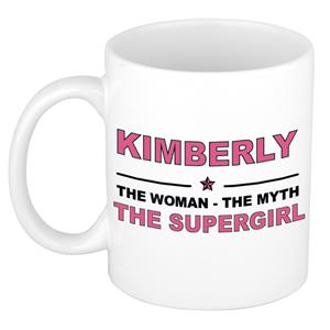 Bellatio Naam cadeau Kimberly - The woman, The myth the supergirl koffie mok / beker 300 ml - naam/namen mokken - Cadeau voor o.a verjaardag/ moederdag/ pensioen/ geslaagd/ bedankt