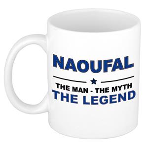 Bellatio Naam cadeau Naoufal - The man, The myth the legend koffie mok / beker 300 ml - naam/namen mokken - Cadeau voor o.a verjaardag/ vaderdag/ pensioen/ geslaagd/ bedankt