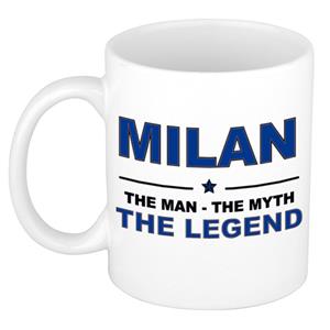 Bellatio Naam cadeau Milan - The man, The myth the legend koffie mok / beker 300 ml - naam/namen mokken - Cadeau voor o.a verjaardag/ vaderdag/ pensioen/ geslaagd/ bedankt