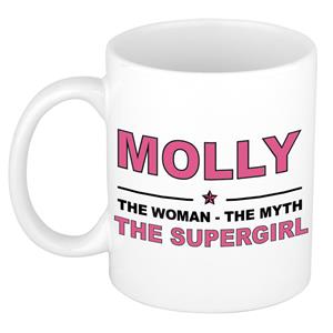 Bellatio Naam cadeau Molly - The woman, The myth the supergirl koffie mok / beker 300 ml - naam/namen mokken - Cadeau voor o.a verjaardag/ moederdag/ pensioen/ geslaagd/ bedankt